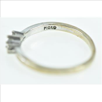 10K Three Stone Diamond Promise Engagement White Gold Ring, Size 4.75