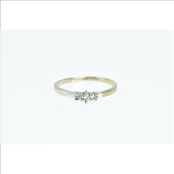 10K Three Stone Diamond Promise Engagement White Gold Ring, Size 4.75