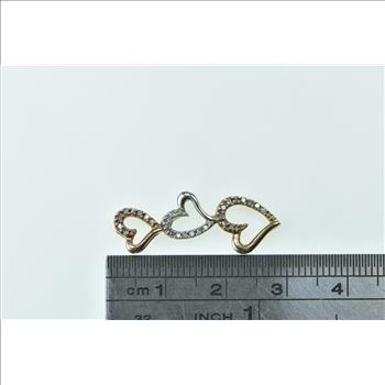 10K Tri Color Sterling Silver Diamond Heart Love Yellow Gold Pendant