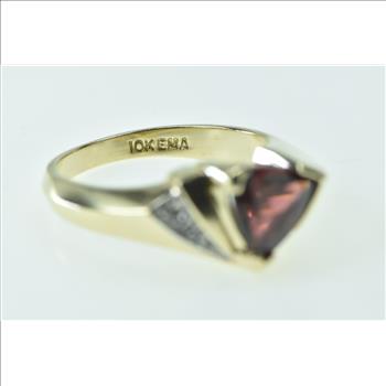 10K Trillion Garnet Diamond Accent Vintage Yellow Gold Ring, Size 7