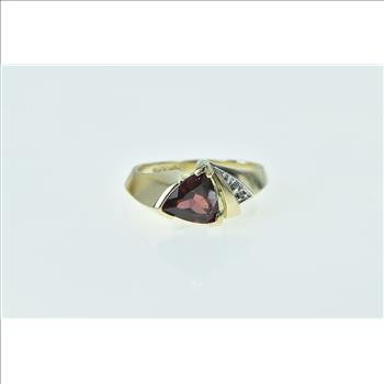 10K Trillion Garnet Diamond Accent Vintage Yellow Gold Ring, Size 7