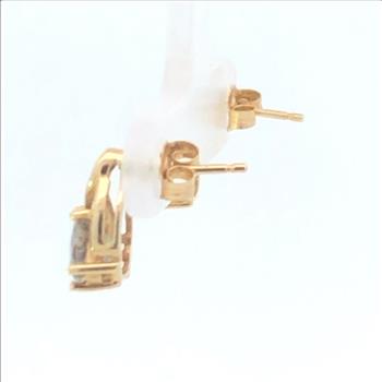 10K Trillion Mystic Topaz Diamond Stud Yellow Gold Earrings