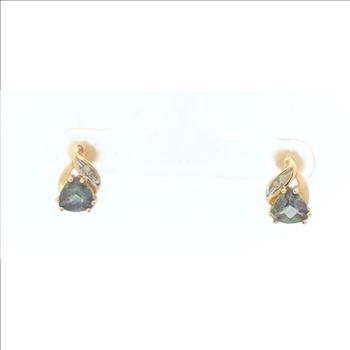 10K Trillion Mystic Topaz Diamond Stud Yellow Gold Earrings