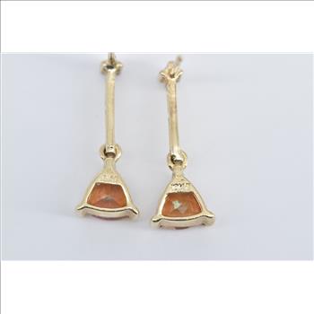10K Trillion Peach Mystic Topaz Diamond Drop Dangle Yellow Gold Earrings