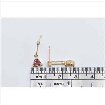 10K Trillion Peach Mystic Topaz Diamond Drop Dangle Yellow Gold Earrings