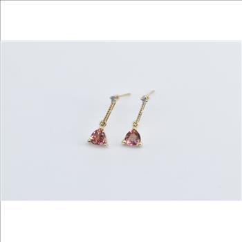 10K Trillion Peach Mystic Topaz Diamond Drop Dangle Yellow Gold Earrings