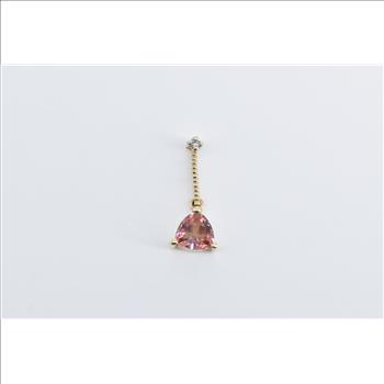 10K Trillion Peach Mystic Topaz Diamond Drop Dangle Yellow Gold Pendant