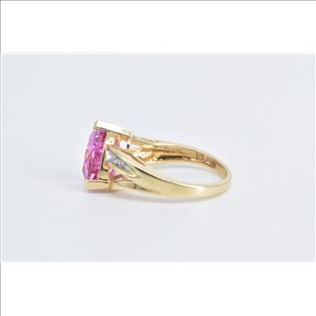 10K Trillion Pink Topaz Diamond Accent Statement Yellow Gold Ring, Size 5.5