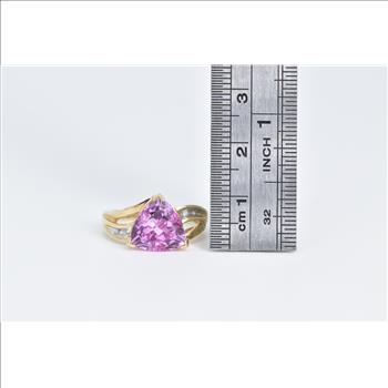 10K Trillion Pink Topaz Diamond Accent Statement Yellow Gold Ring, Size 5.5