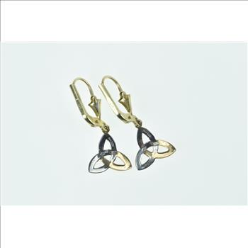 10K Triquetra Two Tone Dangle Statement Yellow Gold Earrings