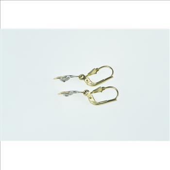 10K Triquetra Two Tone Dangle Statement Yellow Gold Earrings
