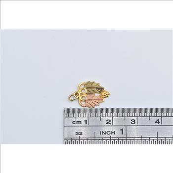 10K Two Tone Black Hills Leaf Vintage Nature Yellow Gold Charm/Pendant