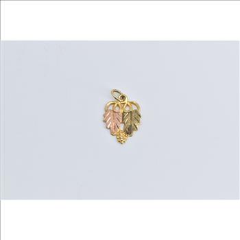 10K Two Tone Black Hills Leaf Vintage Nature Yellow Gold Charm/Pendant