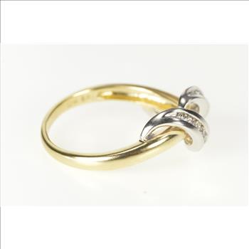 10K Two Tone Diamond Twist Design Fashion Yellow Gold Ring, Size 9