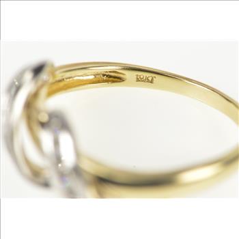 10K Two Tone Diamond Twist Design Fashion Yellow Gold Ring, Size 9
