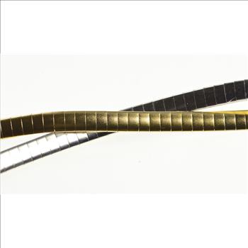 10K Two Tone Reversible Omega Link Yellow Gold Necklace 18