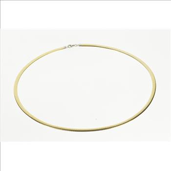 10K Two Tone Reversible Omega Link Yellow Gold Necklace 18