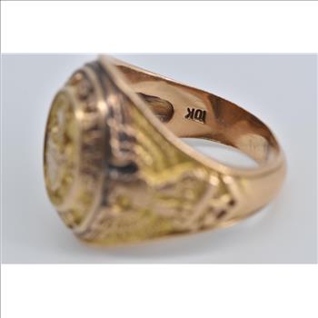 10K United States Navy Naval Military Service Yellow Gold Ring, Size 8.75