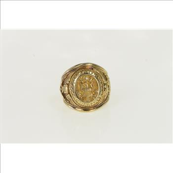 10K US Army Air Forces Pilot Officer Class Yellow Gold Ring, Size 8.25