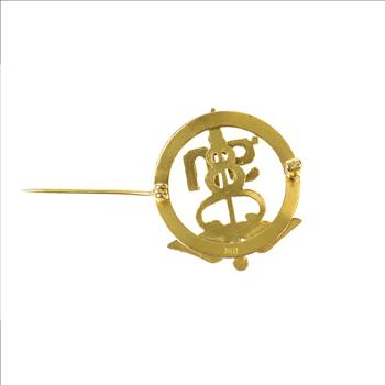 10K US Caduceus Navy Naval Insignia Yellow Gold Pin/Brooch