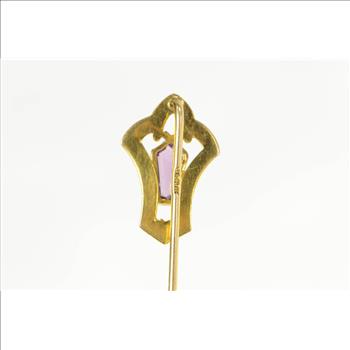 10K Victorian Amethyst Ornate Classic Yellow Gold Stick Pin