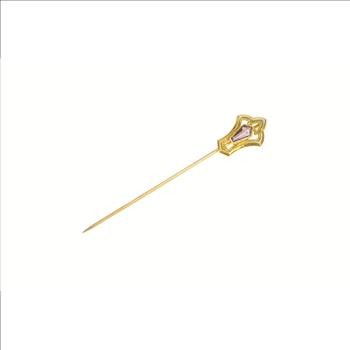 10K Victorian Amethyst Ornate Classic Yellow Gold Stick Pin