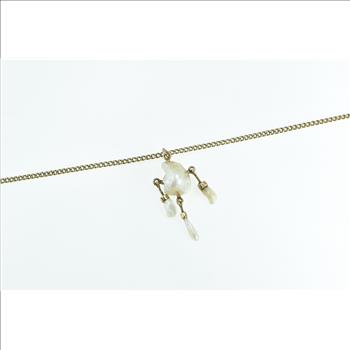 10K Victorian Baroque Pearl Drop Statement Yellow Gold Necklace 16.5