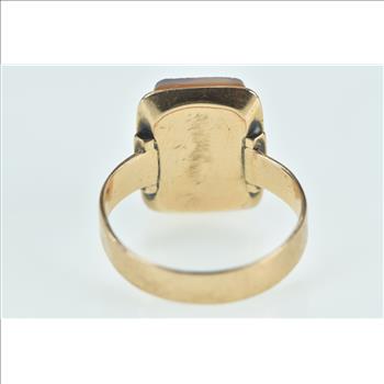 10K Victorian Carved Shell Cameo Statement Yellow Gold Ring, Size 5.75