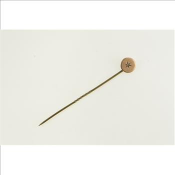 10K Victorian Diamond Round Circle Yellow Gold Stick Pin