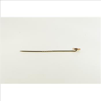 10K Victorian Diamond Round Circle Yellow Gold Stick Pin