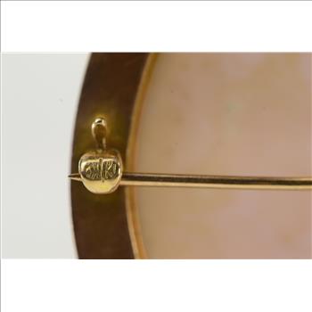 10K Victorian Engraved Coral Cameo Lady Yellow Gold Pendant