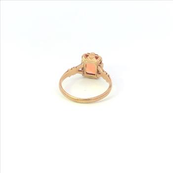 10K Victorian Oval Sim Orange Sapphire Statement Yellow Gold Ring, Size 4.5