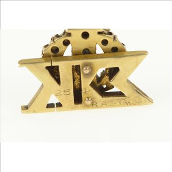 10K Victorian Phi Sigma Kappa Seed Pearl Yellow Gold Charm/Pendant