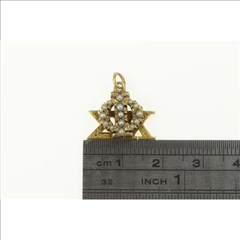 10K Victorian Phi Sigma Kappa Seed Pearl Yellow Gold Charm/Pendant