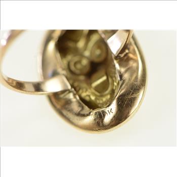 10K Victorian Repousse Wolf Roaring Lion Animal Yellow Gold Ring, Size 6.75