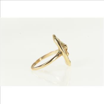 10K Victorian Repousse Wolf Roaring Lion Animal Yellow Gold Ring, Size 6.75