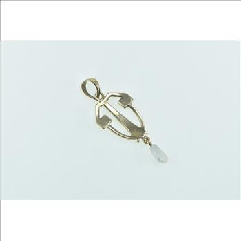 10K Victorian Seed Pearl Ornate Drop Vintage Yellow Gold Pendant