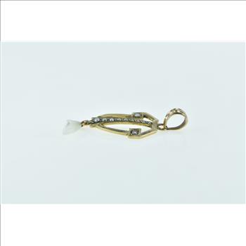 10K Victorian Seed Pearl Ornate Drop Vintage Yellow Gold Pendant