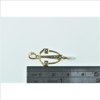 10K Victorian Seed Pearl Ornate Drop Vintage Yellow Gold Pendant