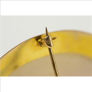 10K Victorian Shell Cameo Seed Pearl Yellow Gold Pendant/Pin