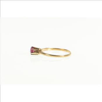 10K Victorian Syn. Ruby Solitaire Classic Vintage Yellow Gold Ring, Size 5.5