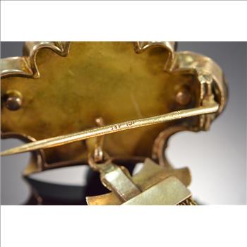 10K Victorian Taille D'Epargne Lavalier with Seed Pearl Center Rose Gold Pin/Brooch