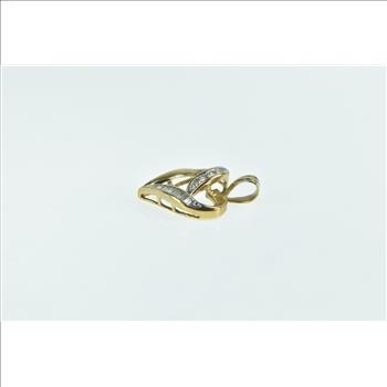 10K Vintage Baguette Diamond Loop Heart Love Yellow Gold Pendant