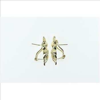 10K Vintage Baguette Diamond Twist French Clip Yellow Gold Earrings