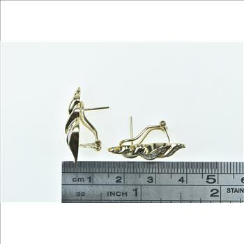 10K Vintage Baguette Diamond Twist French Clip Yellow Gold Earrings