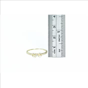 10K Vintage Bow Ribbon Promise CZ Yellow Gold Ring, Size 7.25