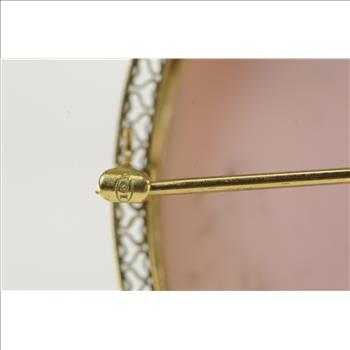 10K Vintage Carved Coral Lady Cameo Yellow Gold Pin/Brooch