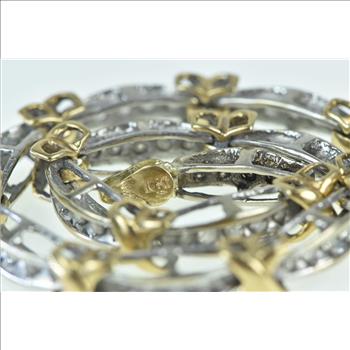 10K Vintage Classic Two Tone Diamond Bar Tennis White Gold Bracelet 7