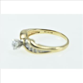 10K Vintage Diamond Classic Bypass Promise Yellow Gold Ring, Size 7