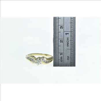 10K Vintage Diamond Classic Bypass Promise Yellow Gold Ring, Size 7